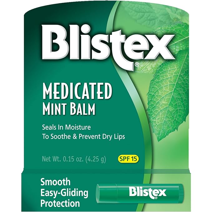 Blistex Medicated Mint Lip Balm, 0.15 Ounce (Pack of 24) – Prevent Dryness & Chapping, SPF 15 Sun Protection, Seals in Moisture, Hydrating Lip Balm, Easy Glide Formula for Full Coverage-Velvo Beauty
