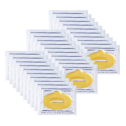 30 pieces of Moisturizing Collagen Crystal Lip Mask - Anti-Ageing & Anti Chapped, Reduce lip Wrinkles, Fade Lip Color, Make Skin Smooth And Firm Collagen Lip Pieces (Gold)-Velvo Beauty