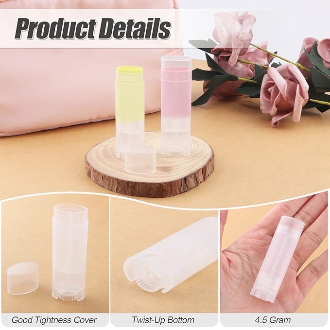 40 PCS 4.5g Oval Lip Balm Tubes Plastic Twist-up Filling Stick Refillable Lipstick Tube Containers for Chapstick Homemade Lip Balm DIY Deodorants Crayon (Clear)-Velvo Beauty