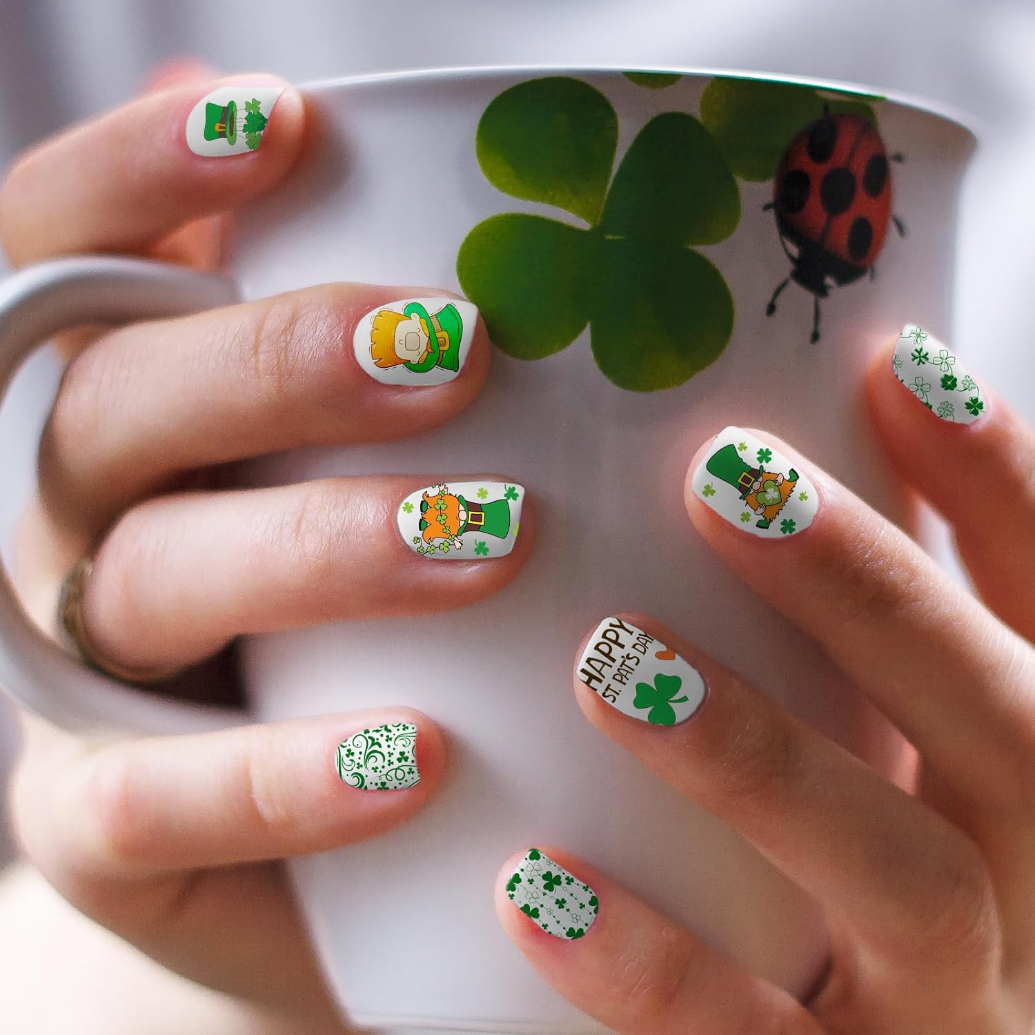 Whaline 10Pcs St. Patrick's Day Nail Art Stamping Plates Kit Shamrock Gnome Image Stamp Templates Irish Nail Art Plates for Holiday DIY Print Manicure Salon Design Gift-Velvo Beauty