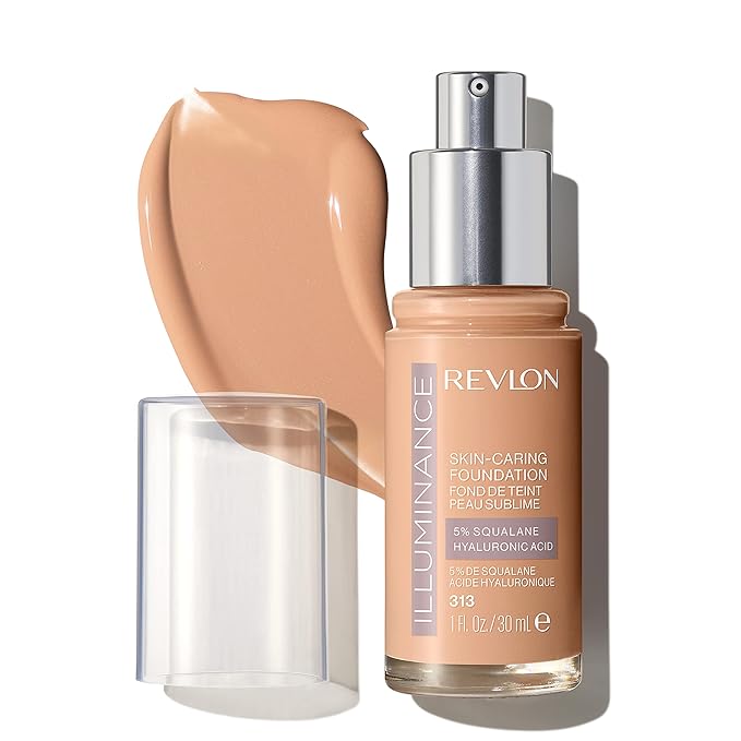 Revlon Illuminance Skin-Caring Liquid Foundation, Hyaluronic Acid, Hydrating and Nourishing Formula with Medium Coverage, 313 Light Tan (Pack of 1)-Velvo Beauty