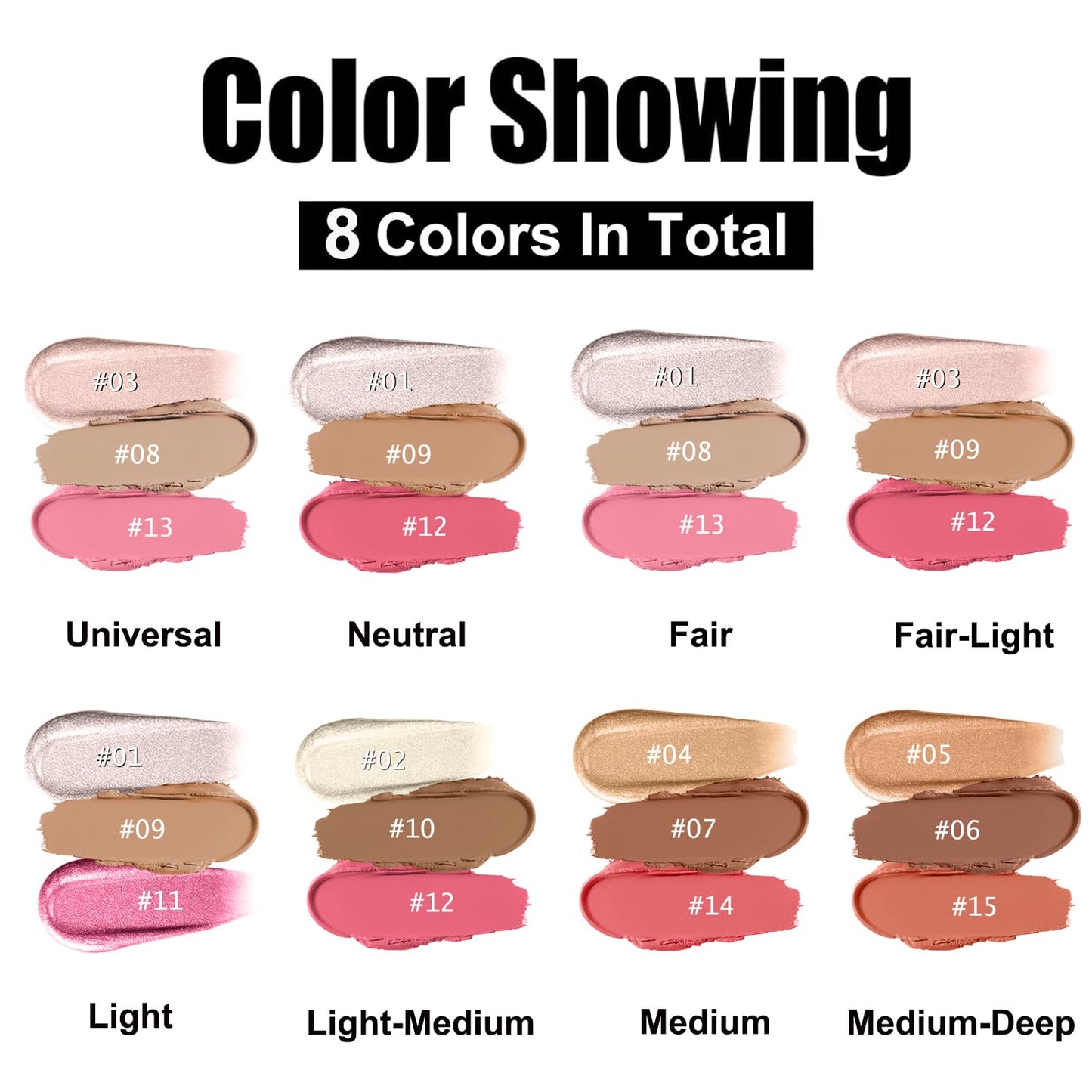 3 Pcs Cream Contour Stick Makeup Kit, Shades with Highlighter, Blush and Bronzer Contour Stick for Sculpt the Cheeks, Waterproof, Matte & Dewy Finish (Neutral,#01+#09+#12)-Velvo Beauty