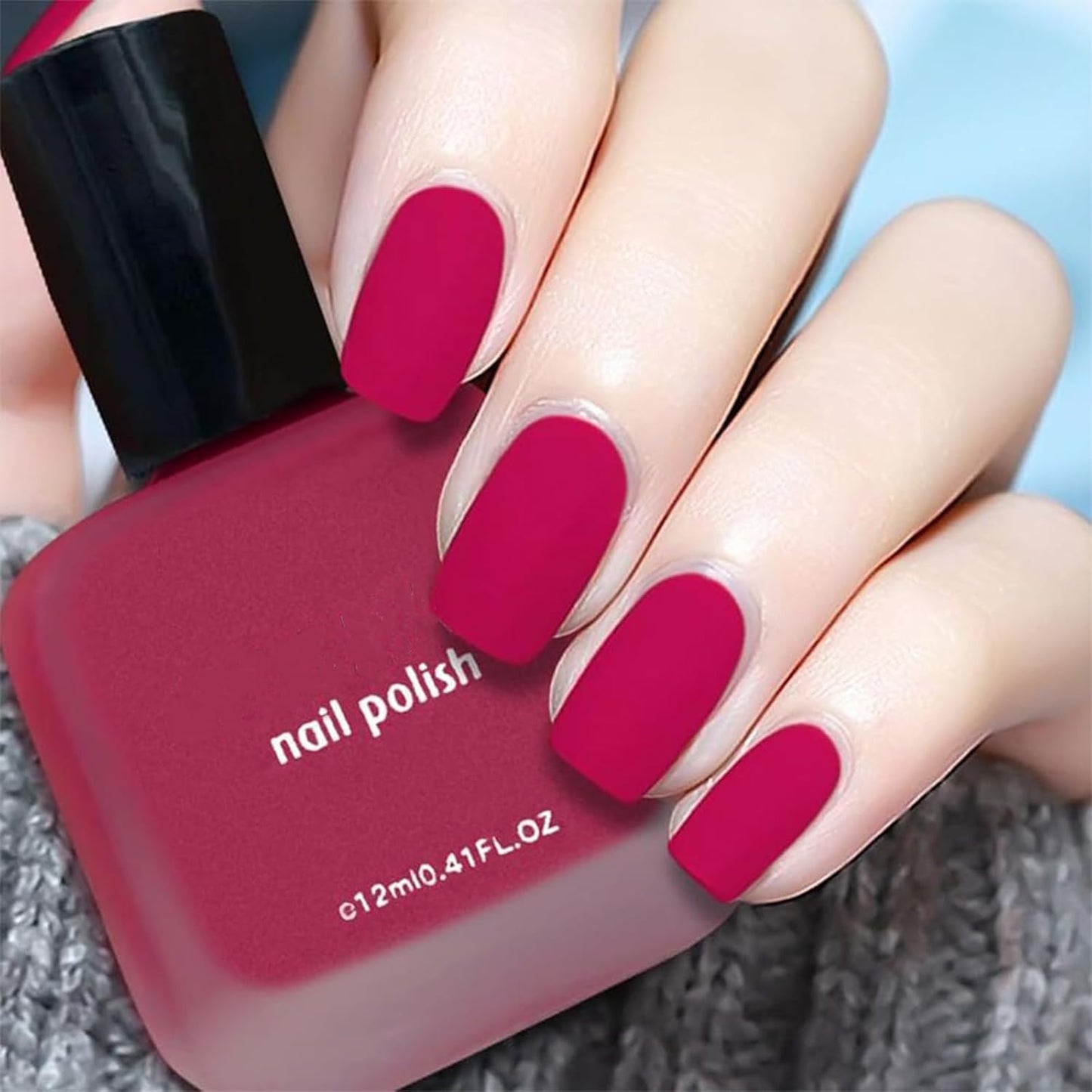 12ml Hot Pink Matte Nail Polish, Quick Dry Nail Lacquer for Nail Art Varnish, Mist Effect Matte Finish Velvet Nail Polish, 0.41 fl oz (Hot Pink, 0.41 fl oz)-Velvo Beauty