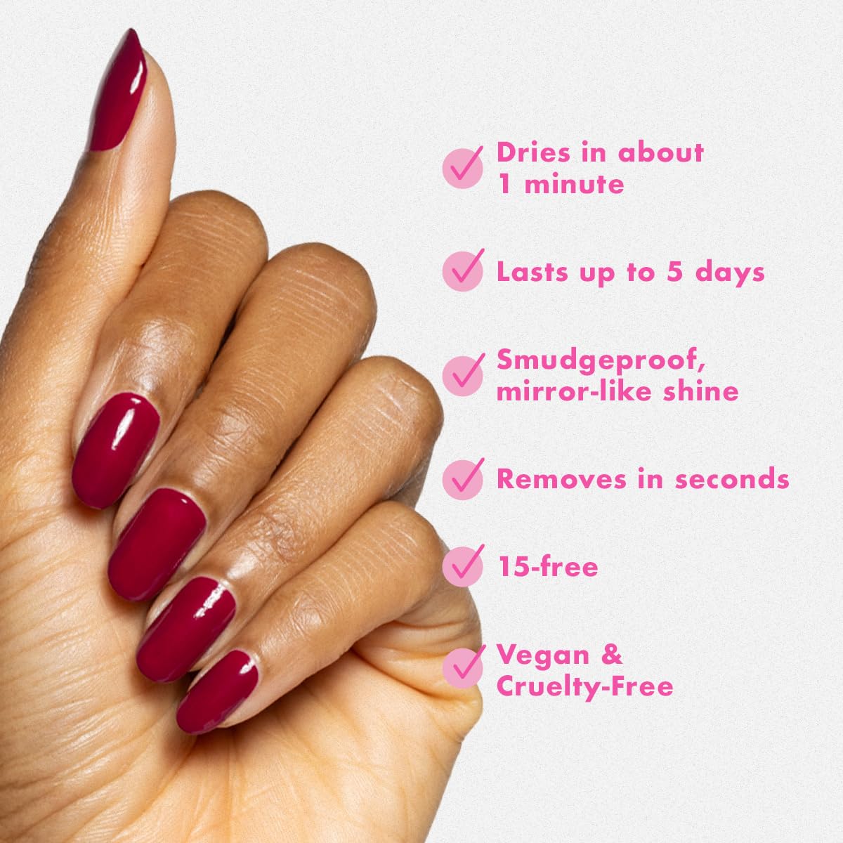 Olive & June Quick Dry Nail Polish | Instant, Fast-Drying, Smudgeproof Color | 15-free, Vegan, Cruelty-Free Formula | Lasts up to 5 Days | Salon-Quality Manicure, Pedicure at Home | Mulberry | Maroon-Velvo Beauty