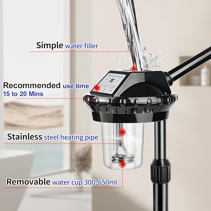 Professional Facial Steamer,vaporizador Facial Adjustable Height and Angle,More Steam, Hot Mist Facial Humidifier Atomizer for Spa Beauty, Home Use-Velvo Beauty