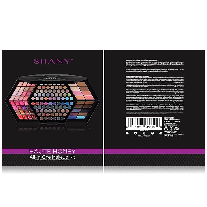 SHANY Haute Honey Makeup Set - All-in-One Makeup Kit with 80 Eyeshadows, 32 Lip Colors, 6 Gel Eyeliners, 4 Face Powders, 4 Blushes, and 4 Eyebrow Powders-Velvo Beauty