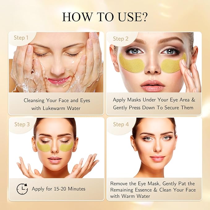 Under Eye Patches, Gold Eye Masks for Dark Circles and Puffiness Anti-Wrinkle Moisturizing Anti-Aging Under Eye Bags Skin Care Treatment Pads Revitalizes & Tightens Eye Area(60PCS)-Velvo Beauty