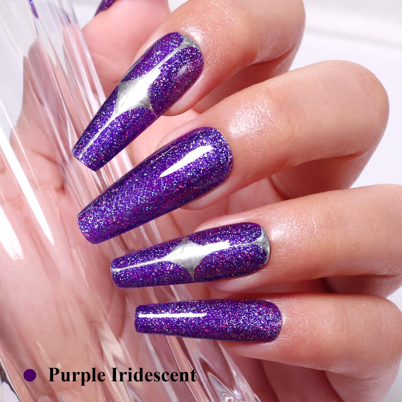 Imtiti Glitter Gel Nail Polish, Purple Iridescent Glitter Nail Gel Polish Diamond Shimmer Sparkle Soak Off UV LED Spring Summer Manicure 10ML-Velvo Beauty