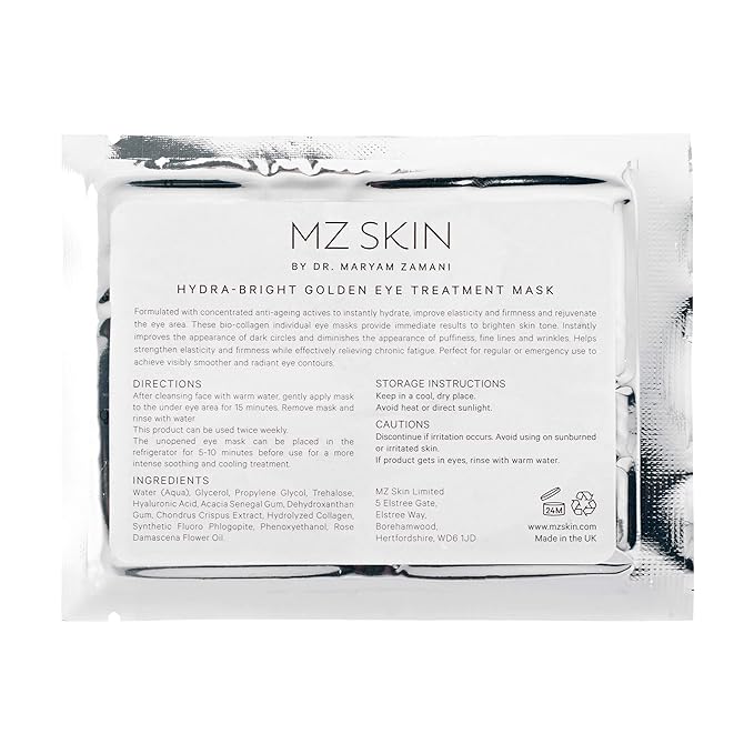 MZ SKIN HYDRA-BRIGHT GOLDEN EYE TREATMENT | Eye Mask (Pack of 5) | Anti-Ageing And Hydrating | With Hyaluronic Acid | Collagen-Velvo Beauty