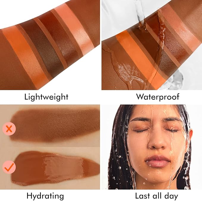 Liquid Concealer Makeup 4Pcs,Corrector Foundation for Black Women Oily Dry Skin, Foundation Concealer in One Primer Face Makeup Full Coverage, Advanced Pore Minimizer, Lightweight All-Day Hold,0.67 oz-Velvo Beauty