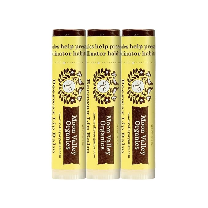 Moon Valley Organics Beeswax Lip Balm for Moisturizing Lips and Cuticles (VELVETY VANILLA, 3-Pack)-Velvo Beauty