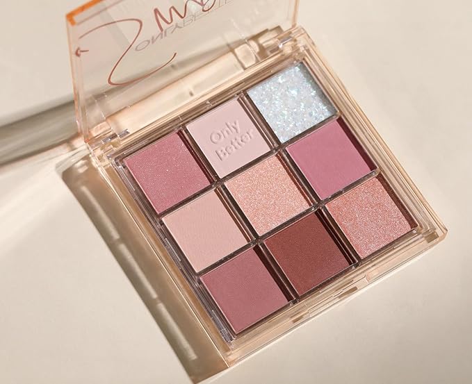 Pink Eyeshadow Palette - 9 Shades, Metallic & Shimmers, Long Lasting, Sweatproof & Waterproof-Velvo Beauty