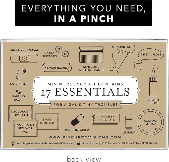 Pinch Provisions Velvet Minimergency Kit, for Her, Includes 17 Must-Have Emergency Essential Items, Compact, Multi-Functional Pouch, Gift for Parties and Birthdays-Velvo Beauty