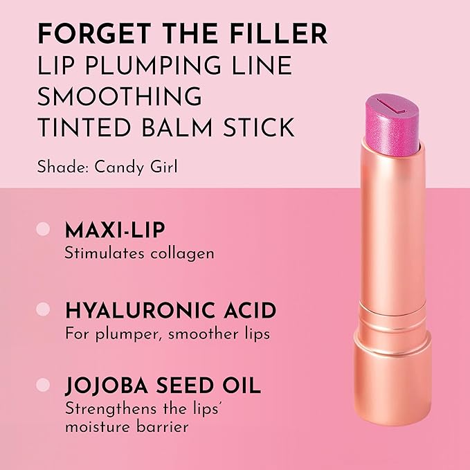 Lawless Forget the Filler Lip Plumping Line Smoothing Tinted Balm - Candy Girl - Premium Tinted Lip Balm with Natural Ingredients to Plump and Smooth Lips for a Firmer, Fuller Look - 0.09 oz-Velvo Beauty