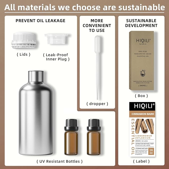 HIQILI Cinnamon Essential Oil for Candle, Spary & Diffuser - 100% Pure Natural - Indoor and Outdoor-Velvo Beauty