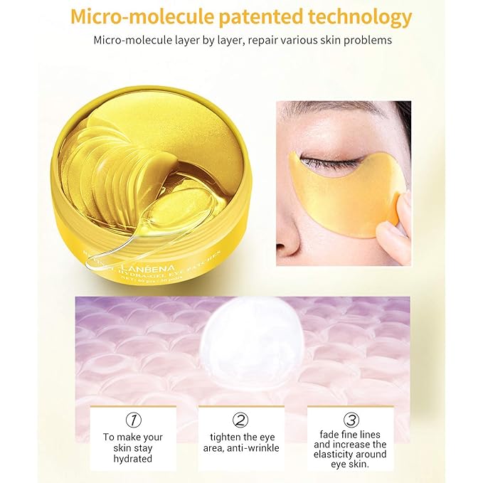 30 Pairs Hyaluronic Acid Collagen Eye Mask,Moisturizing Brightening Eye Mask, Eyes Treatment for Reducing Dark Circles, Lighten Wrinkles Anti-Aging, Fine Lines Eye Bags Puffiness for Women Men-Velvo Beauty