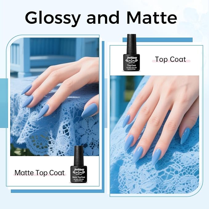 JEWHITENY Poly Nail Gel Kit 14 Colors Purple Nude Grey Black Blue Glitter Tones Starter Kit with UV Lamp Matte & Glossy Top & Base Coat All-in-One Designs DIY At Home-Velvo Beauty