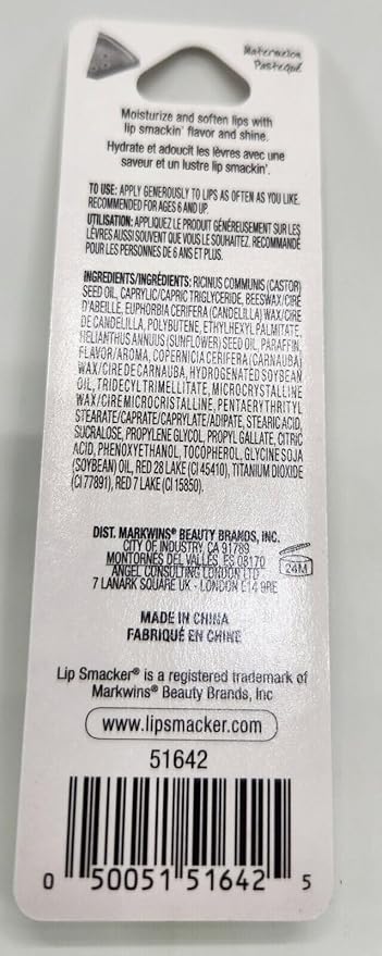 Lip Smacker Water melon Flavored Balm, Glossy Balm for Soft, Shiny s, gloss Hydrating Clear Shine, Built in USA, Bundle with Moofin Wooden Comb, skin care [Pack of 2]-Velvo Beauty