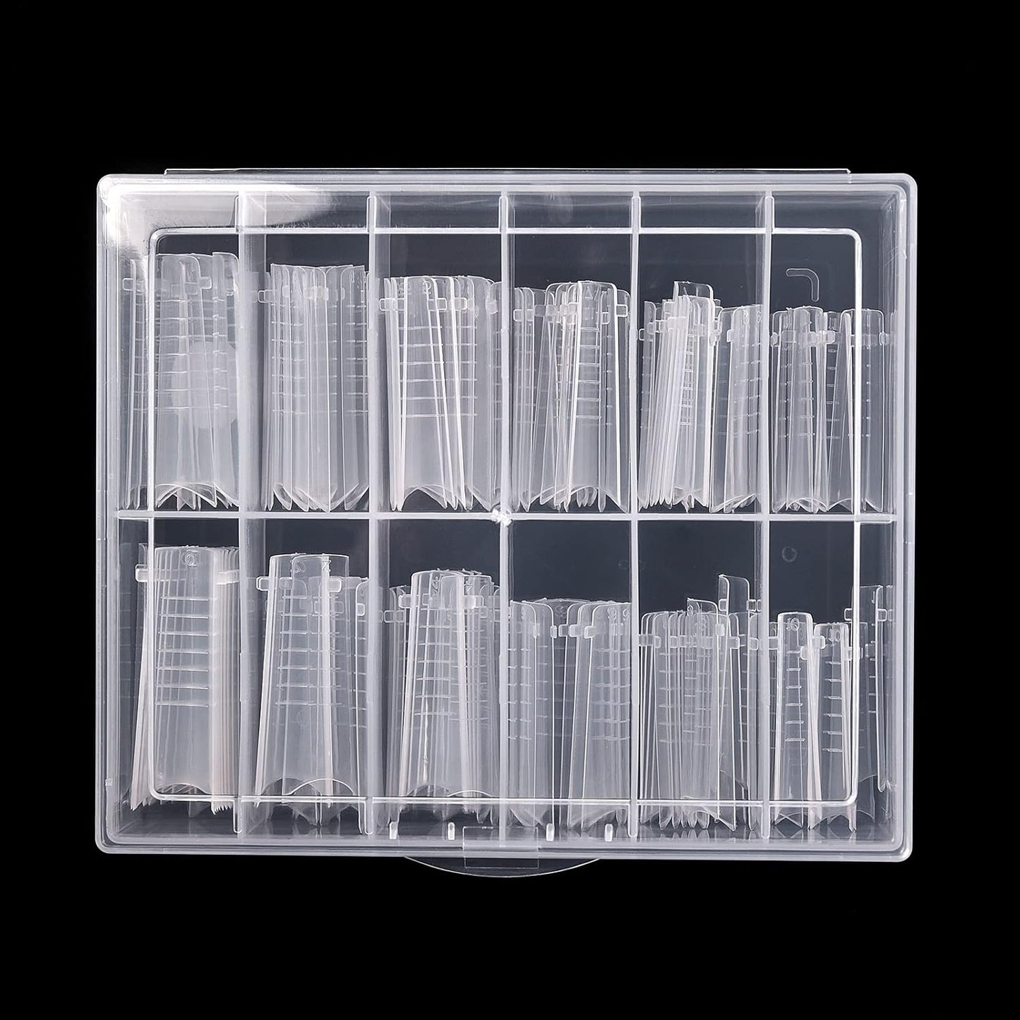 KADS 120PCS Clear Full Cover Dual Nail System Form UV Gel Acrylic Nail Art Mold Artificial Nail Tips with Scale for Extension (MODEL 10)-Velvo Beauty