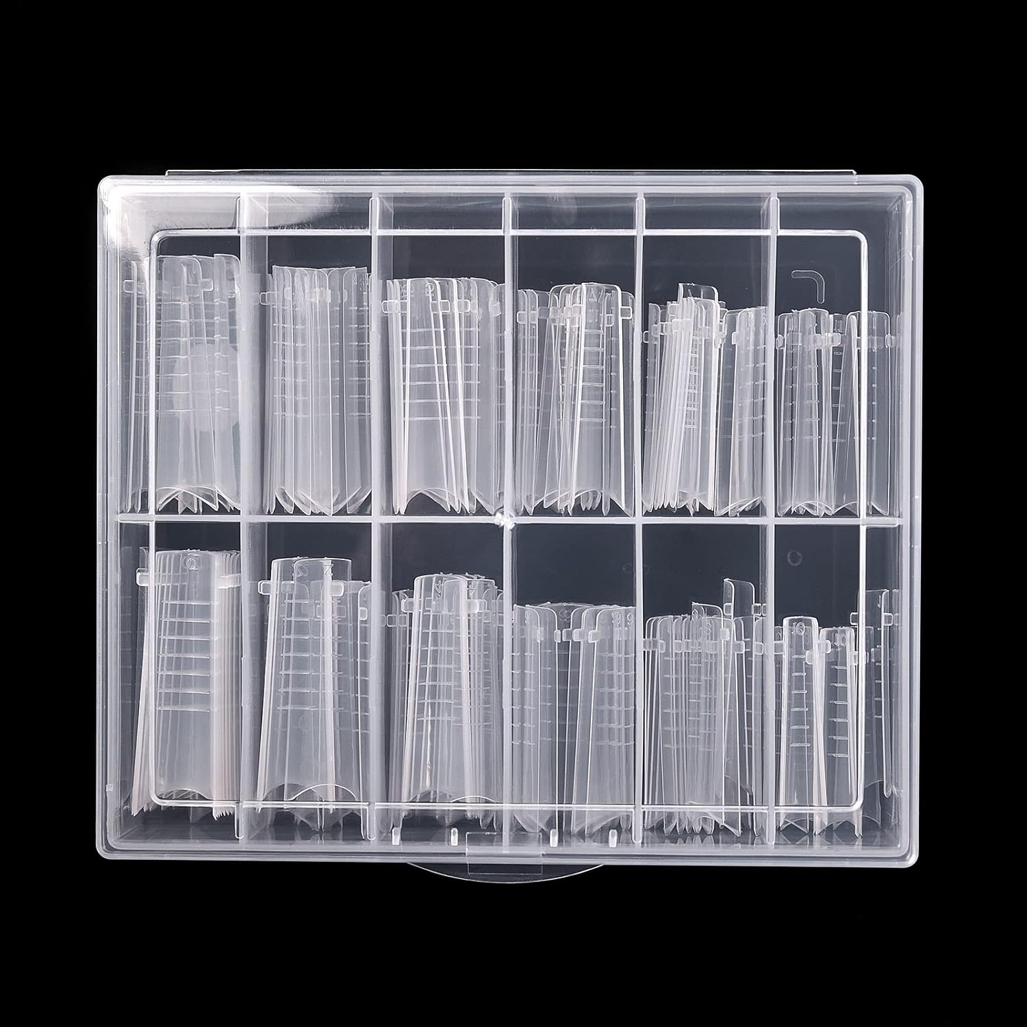 KADS 120PCS Clear Full Cover Dual Nail System Form UV Gel Acrylic Nail Art Mold Artificial Nail Tips with Scale for Extension (MODEL 10)-Velvo Beauty