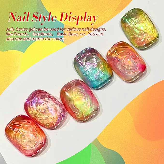 Born Pretty Neon Jelly Gel Nail Polish Glass Crystal Transparent Halloween Collection Soak Off Gel Nail Kit Minicure DIY Gifts 6PCS-Velvo Beauty