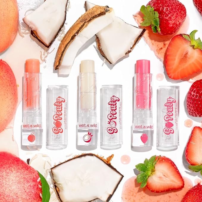 wet n wild Perfect Pout So Pouty Shine Tinted Lip Balm Peach Flavored, Hyaluronic Acid, Vegan Collagen, Moisturizing For Dry Lip Care, Pink (Pack of 2)-Velvo Beauty