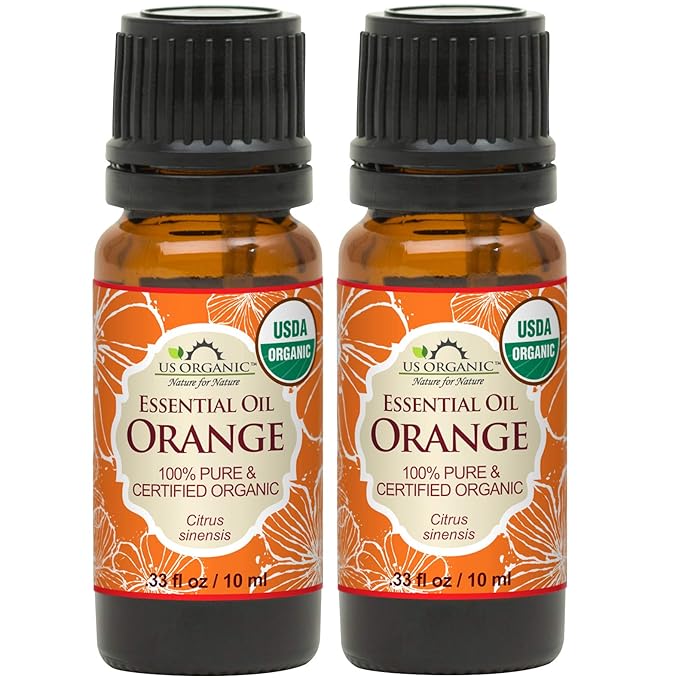 US Organic 100% Pure Sweet Orange Essential Oil - USDA Certified Organic - 10 ml Pack of 2 - w/Improved caps and droppers (More Size Variations Available)-Velvo Beauty