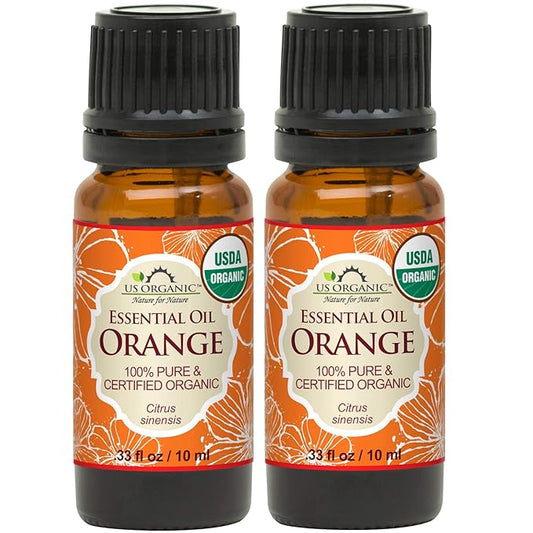US Organic 100% Pure Sweet Orange Essential Oil - USDA Certified Organic - 10 ml Pack of 2 - w/Improved caps and droppers (More Size Variations Available)-Velvo Beauty