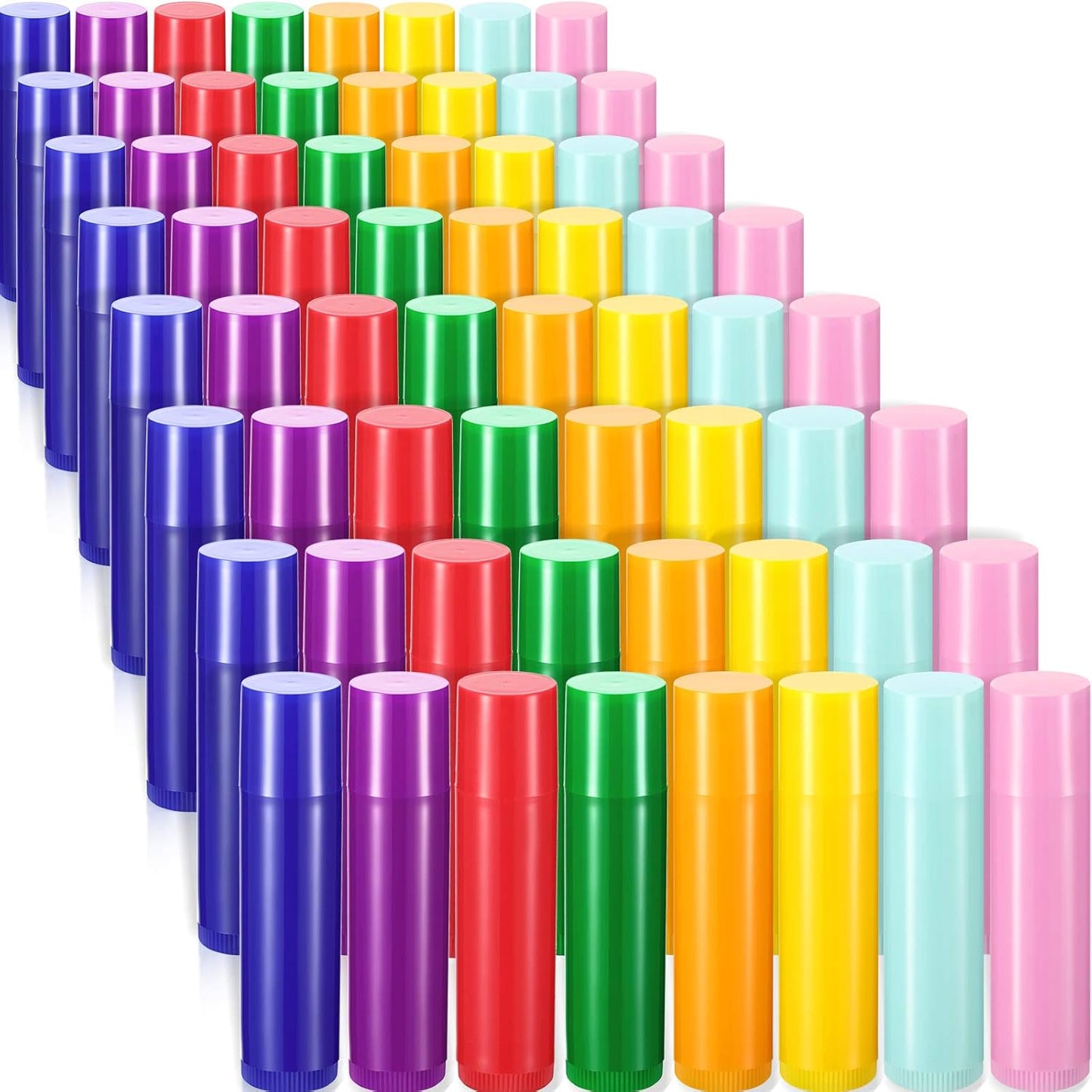 64 Pieces Lip Balm Tubes 5 ml Empty Lip Gloss Balm Containers Refillable Rotatable Plastic Lipstick Tubes DIY Lip Gloss Balm Tube Holder for DIY Cosmetic, 8 Colors-Velvo Beauty