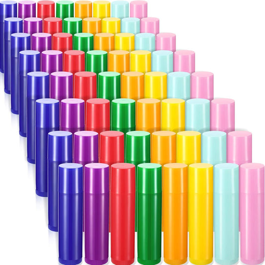 64 Pieces Lip Balm Tubes 5 ml Empty Lip Gloss Balm Containers Refillable Rotatable Plastic Lipstick Tubes DIY Lip Gloss Balm Tube Holder for DIY Cosmetic, 8 Colors-Velvo Beauty