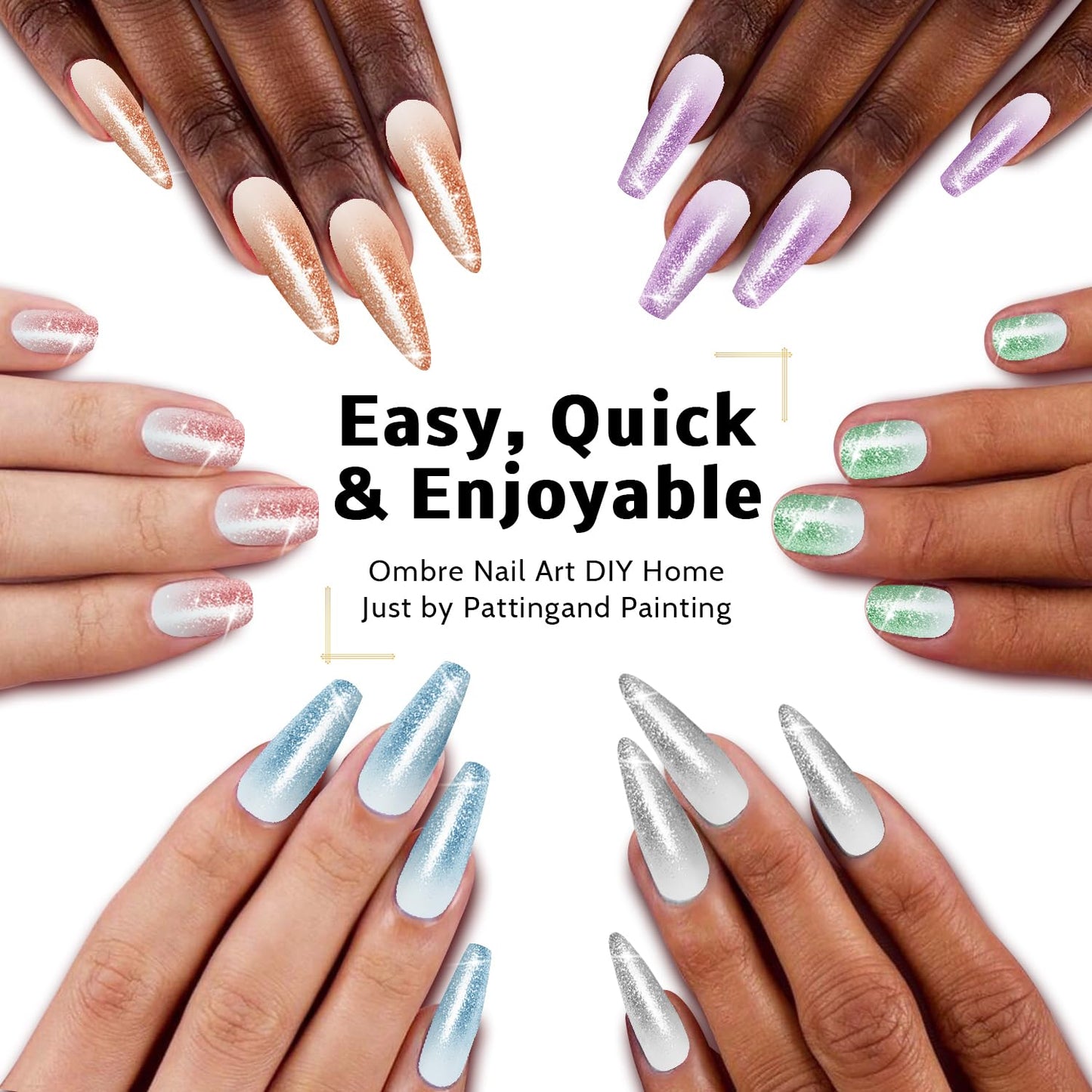 Sponge Pat Paint Nail Gel & Tools Kit, 9 Colors Ombre Nails Gradient Gel Nail Blush Blooming Aura Nails Drawing Stripper Floral Painting Nail Art, No Wipe, UV/LED Curing (9 Colors Set J)-Velvo Beauty