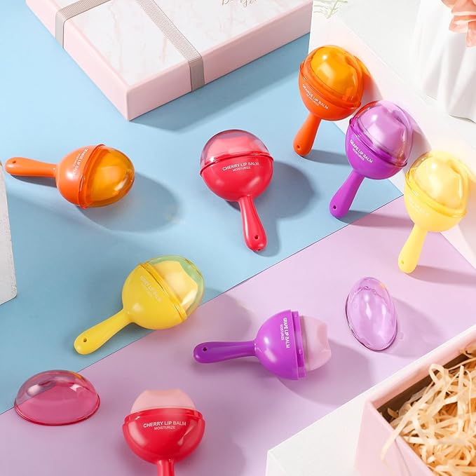 24 Pcs Lollipop Lip Balm Bulk Lip Balm Cherry Grape Orange Honey Taste Lip Balm Lip Care Gift for Women Soothing Moisturizing Lip Balms for Dry Chapped Lips Office Business Favors-Velvo Beauty