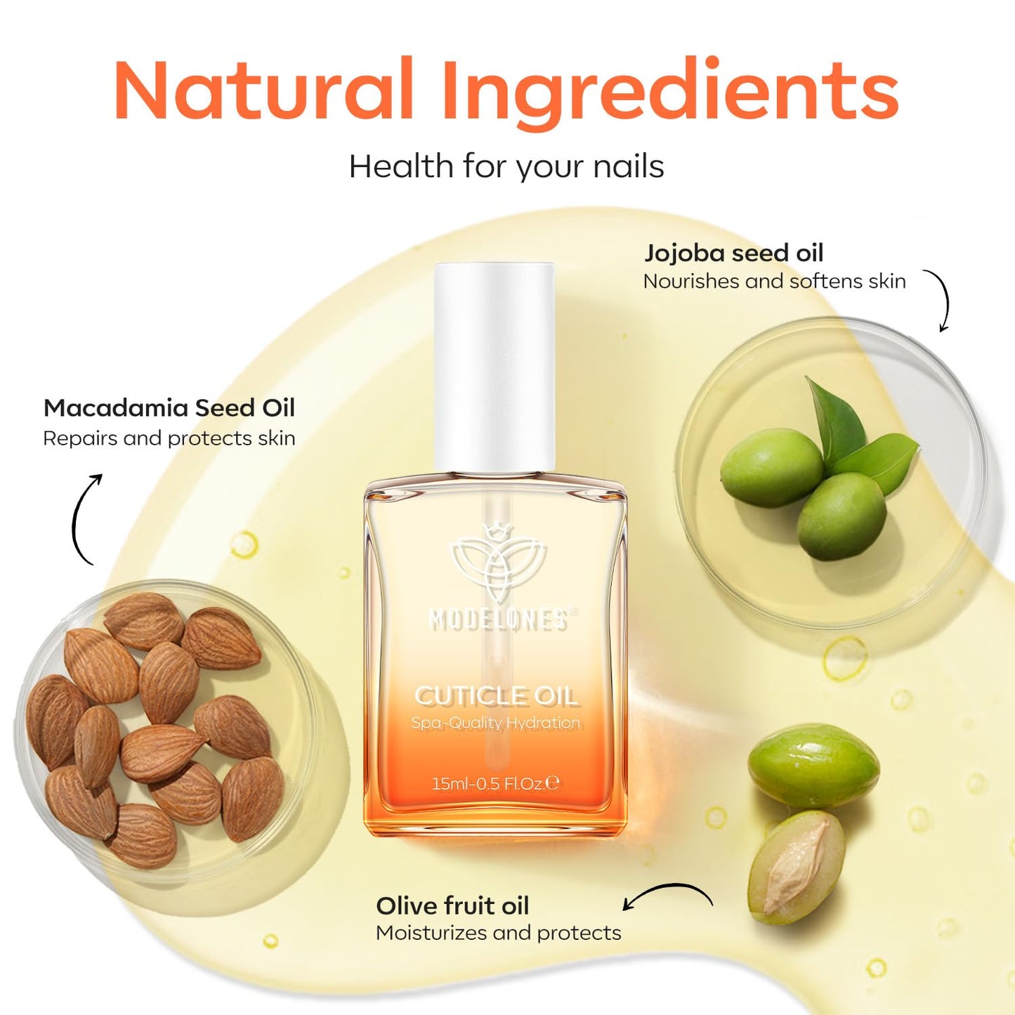 modelones Cuticle Oil Nail Strengthener and Growth Nail Growth Oil Repairs Cuticle & Promote Nail Care Moisturize Dry Skin 15ml-Velvo Beauty