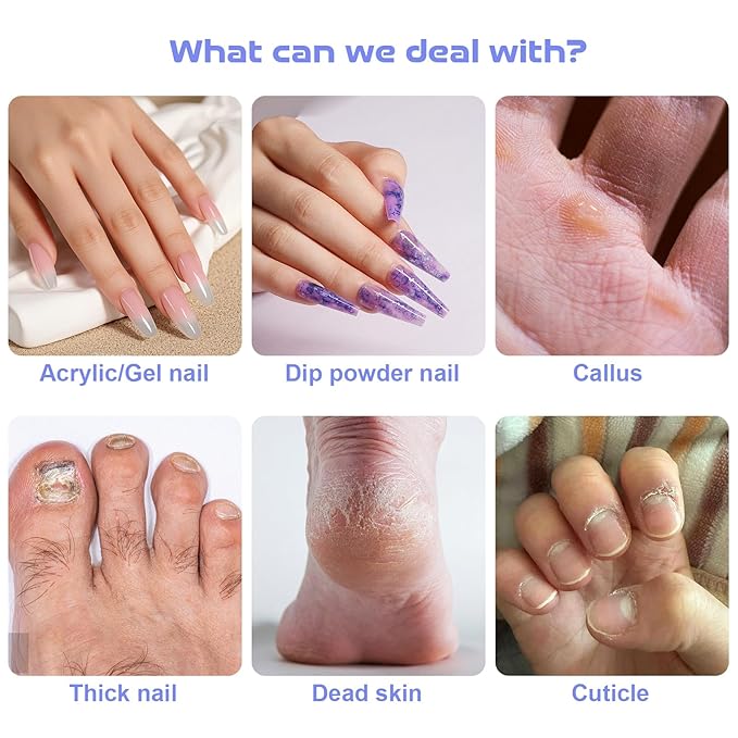 Acrylic Nail Kit, Portable Electric Nail File Set for Acrylic Gel Nails, Manicure Pedicure Tool Nail Drill Bits with Nail Drill Bits Sanding Bands (Purple)-Velvo Beauty