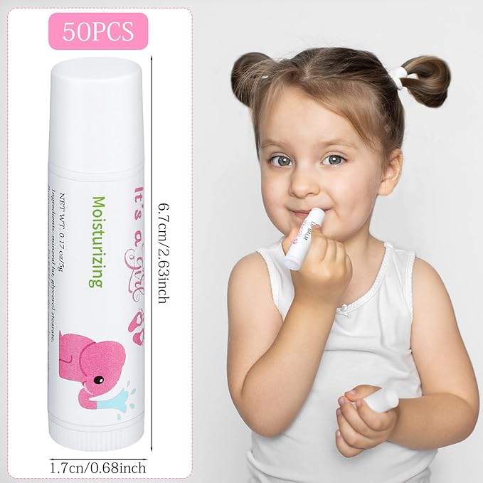 50 Pcs Pink Elephant Favors Baby Shower Lip Balm Party Supplies Bulk for Girls Guests It's a Girl Baby Shower Gifts Gender Reveal Favors Prizes Souvenirs Winners Thank You Appreciation Gifts-Velvo Beauty