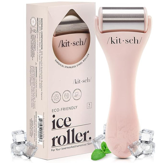 Kitsch Ice Roller for Face – Stainless Steel Face Ice Roller to Reduce Puffiness, Redness & Headaches – Cooling Facial Roller for Skin Care, Irritation Relief & Spa-Like Experience at Home - Pink-Velvo Beauty