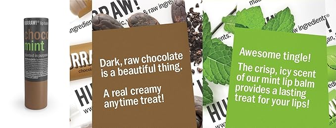 Hurraw! Chocolate & Mint Lip Balm, 3 Pack: Plastic-Free with new cardboard push-up tube. Certified Organic, All Natural Origin, Vegan & Cruelty Free. Gluten, Bee, Shea, Soy & Palm Free. Made in USA-Velvo Beauty