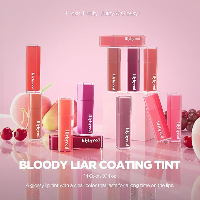 lilybyred Bloody Liar Coating Tint | Korean Glossy Lip Stain, Vivid & Juicy Color, Syrupy Shine, Moisturizing, Long-Lasting & Smudge-Proof, Non-Sticky, Lightweight, 0.14 oz. (04 Shy Peach)-Velvo Beauty