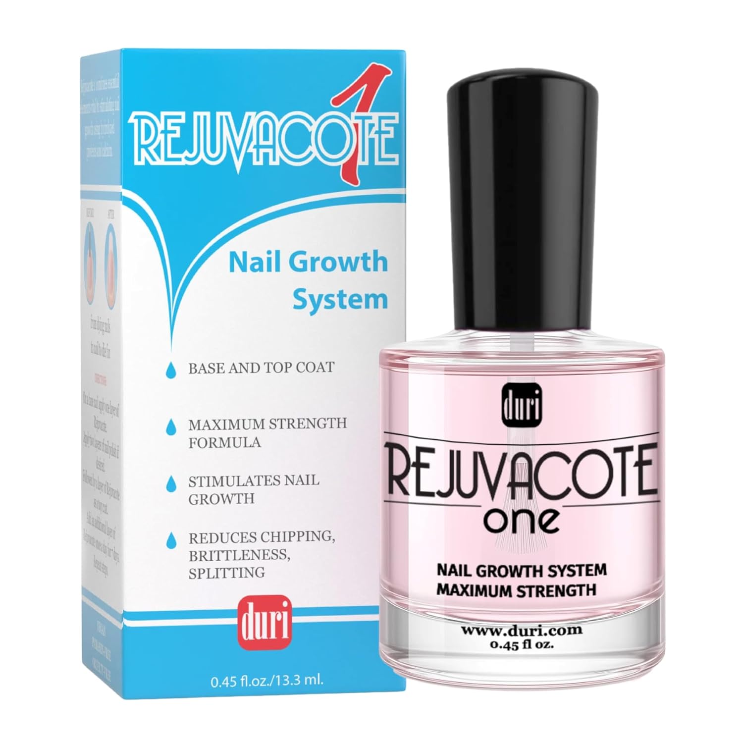 duri Rejuvacote 1 Original Maximum Strength Nail Growth System Base, Top Coat - Nails Hardening, Repair, Chipping, Strengthen, Breaking and Brittle Treatment, by Duri cosmetics (Pack of 1)-Velvo Beauty