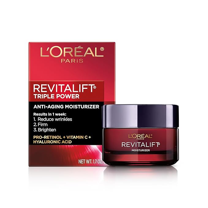 L'Oreal Paris Revitalift Triple Power Anti-Aging Face Moisturizer, Pro Retinol, Hyaluronic Acid & Vitamin C to Reduce Wrinkles, Firm & Brighten Skin, 1.7 Oz-Velvo Beauty