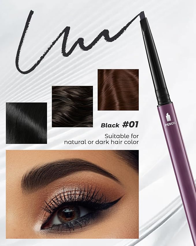 12Pcs Microblading Eyebrow Pencils Black Waterproof Eye Brow Pencil w/Eye Brow Razor & Scissors Kit 0.5mm Ultra-Fine Tip Creates Hair-Like Strokes for Women Effortless Natural Brows-Velvo Beauty