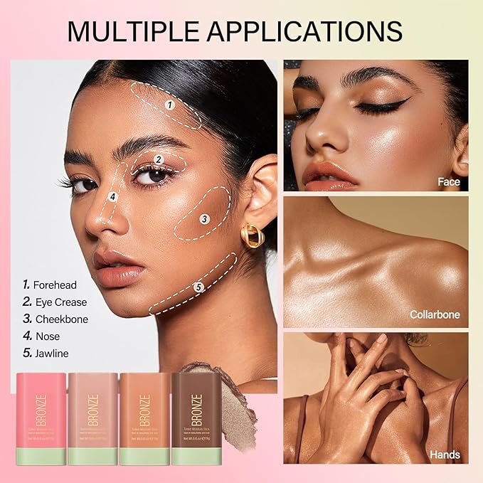 Blush Stick, Cream Blush Stick for Cheeks & Lips, Blendable Long-Lasting Multi-Use Contour Stick & Highlighter Makeup (RICH GLOW)-Velvo Beauty