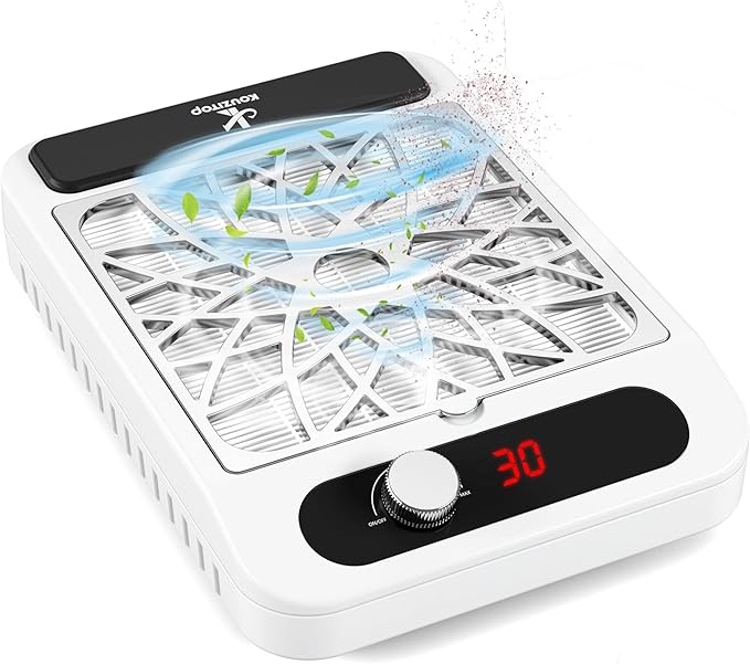 Nail Dust Collector for Nail Techs,Compact & Quiet Vacuum Fan Dust Collector with Reusable Filter, Powerful Dust Suction Machine,Nail Tech Must Haves for Gel Polish,Pedicures,Salon & Home Use-Velvo Beauty