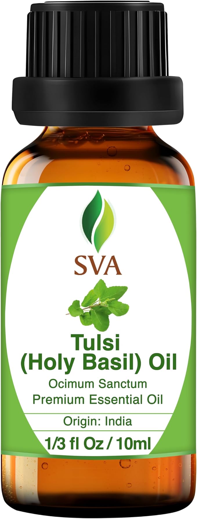 SVA Holy Tulsi Essential Oil – 1/3 Fl Oz – 100% Natural Tulsi Oil - for Diffuser, Hair Care, Face, Skin Care, Aromatherapy, Scalp and Body Massage, Soap and Candle Making-Velvo Beauty
