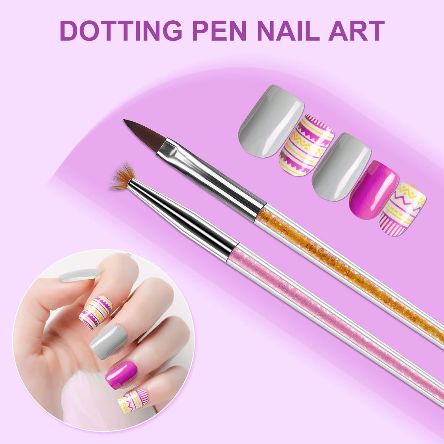 Artdone 9PC Nail Art Brushes Set - Liner Brush, Dotting Pen, Gel Polish Painting Tools For Nail Art Design-Velvo Beauty