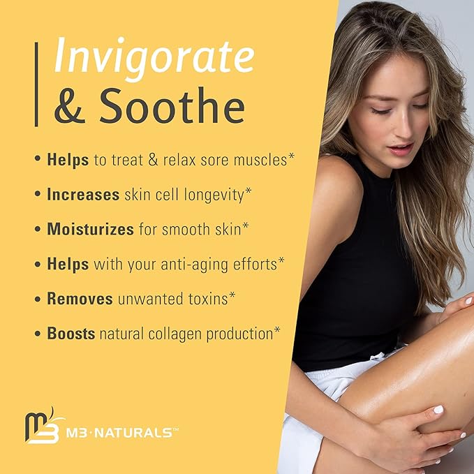 Ylang Ylang + Ginger Lymphatic Drainage Massage Oil – with Collagen & Stem Cells for Circulation, Detox & Cellulite Removal – Body Oil for Muscle Relief, Skin Firming & Relaxation – 8oz by M3 Naturals-Velvo Beauty