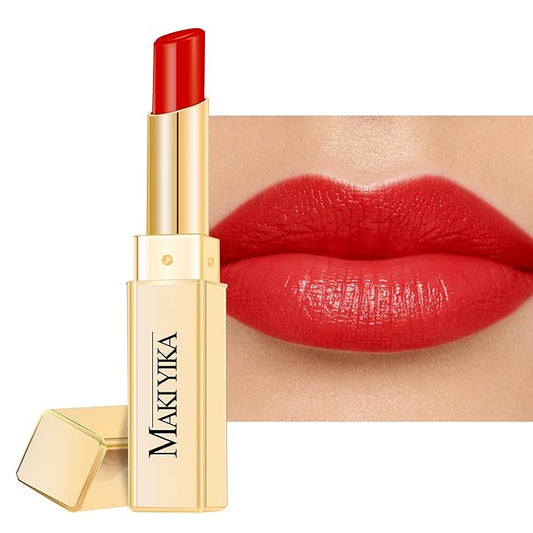 MAKI YIKA Moisture Red Lipstick for Women Hydrated Tinted Lip Balm for Dry Cracked Lips Weightless Glossy Lip Color Juicy Finish,MA063 Red Soul-Velvo Beauty