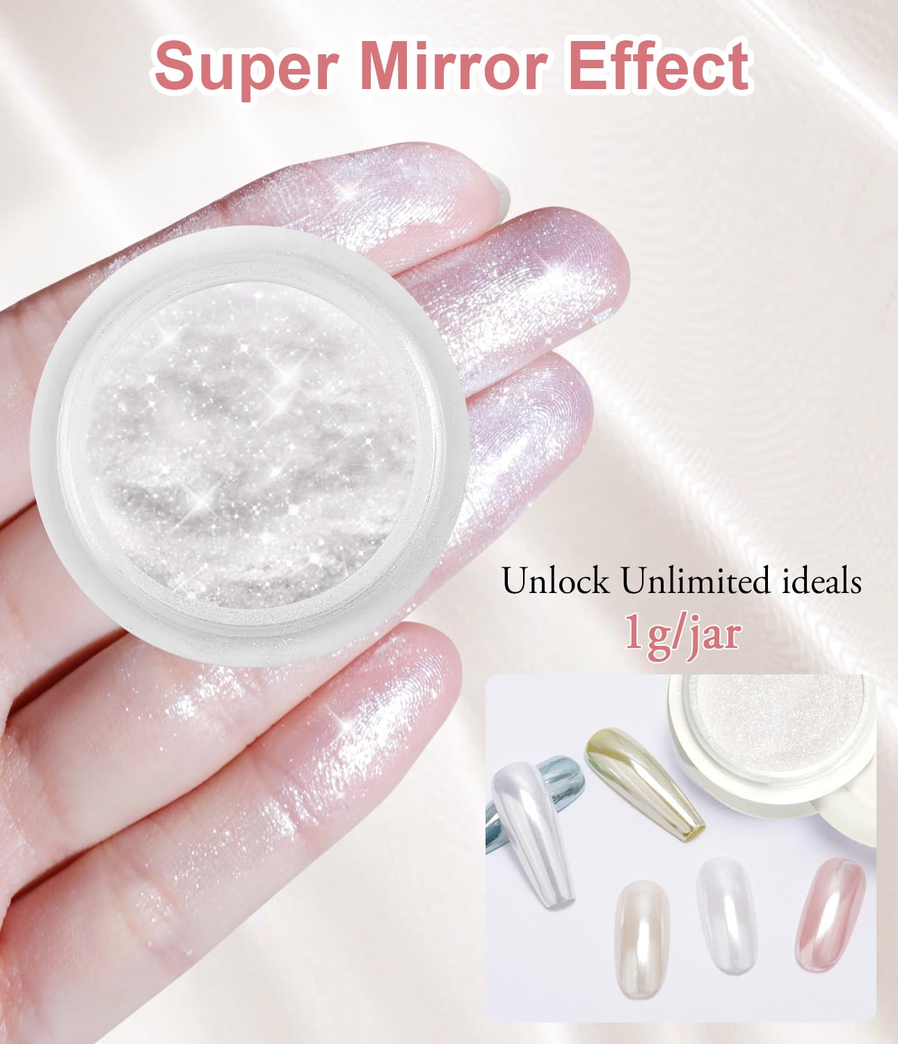 Pearl Chrome Nail Powder - 4pcs Iridescent Aurora Chrome Powder Pearl Mirror Effect Glitter Powder Pearlescent Ice Transparent Mermaid Pigment Dust for Nail Art Diy-Velvo Beauty