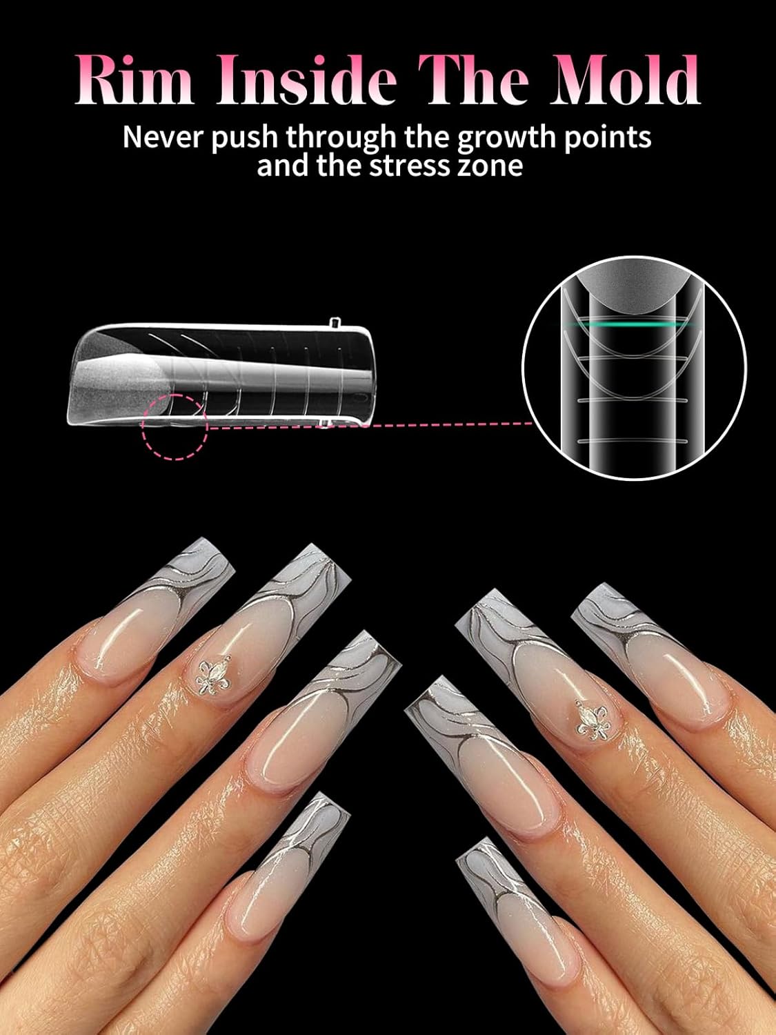 EBANKU 288Pcs Matte Dual Nail Forms, Clear Poly Gel Nail Molds Square Full Cover Coffin Nail Tips Extension Forms for Gel Manicure Nail Art Design Salon&DIY-12 Sizes-Velvo Beauty