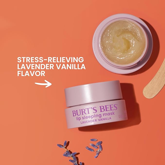 Burt’s Bees Lavender Vanilla Lip Sleeping Mask, With Hyaluronic Acid and Squalane Moisturizer To Instantly Hydrate Lips, Overnight Lip Mask, Lip Treatment, 0.45 oz.-Velvo Beauty